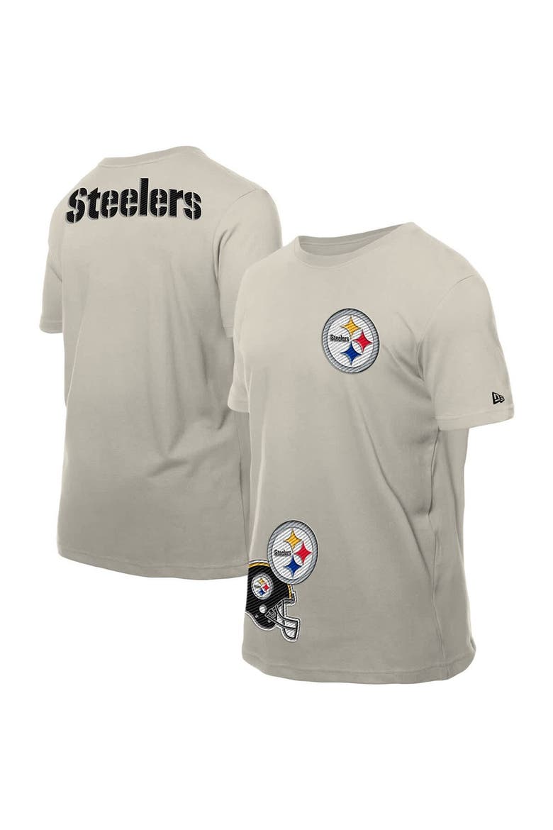 Men's New Era Light Beige Pittsburgh Steelers Multi Patch T-Shirt, Main, color, Light Beige