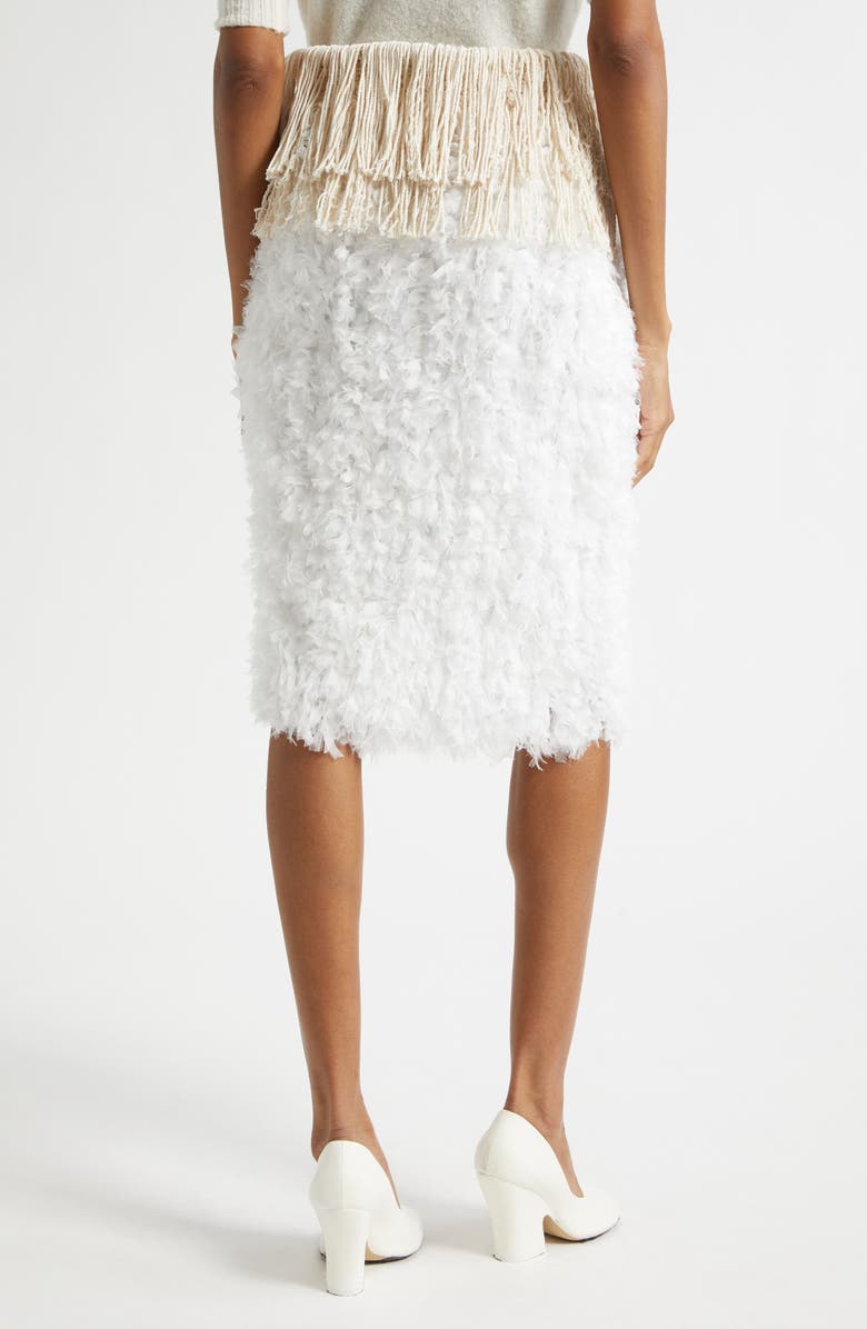 Diotima Bambola Fringe Embellished Midi Skirt, Alternate, color, White