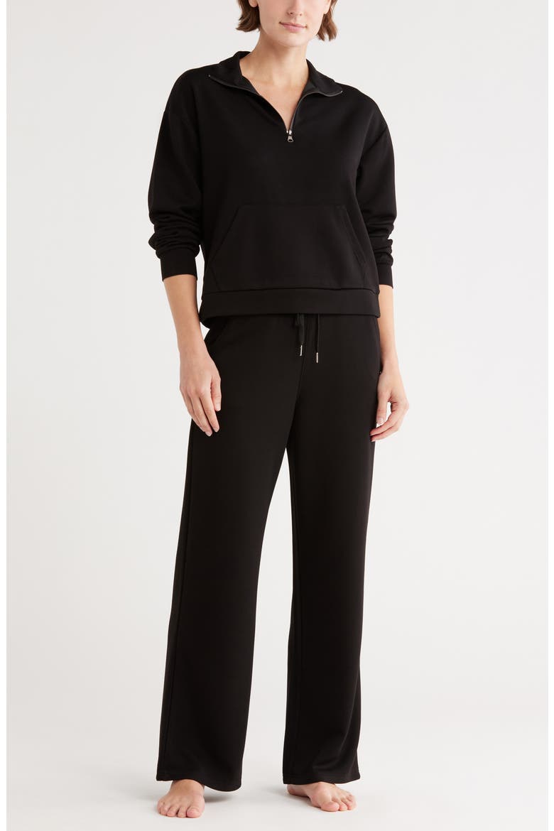 Paxe Scuba Knit Half Zip Pullover & Pants Lounge Set, Main, color, BLACK