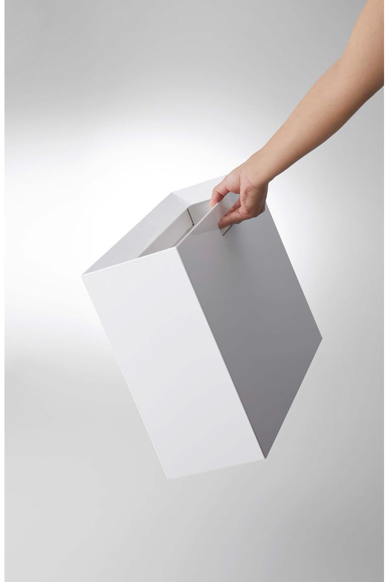 Wide Trash Can, Alternate, color, WHITE