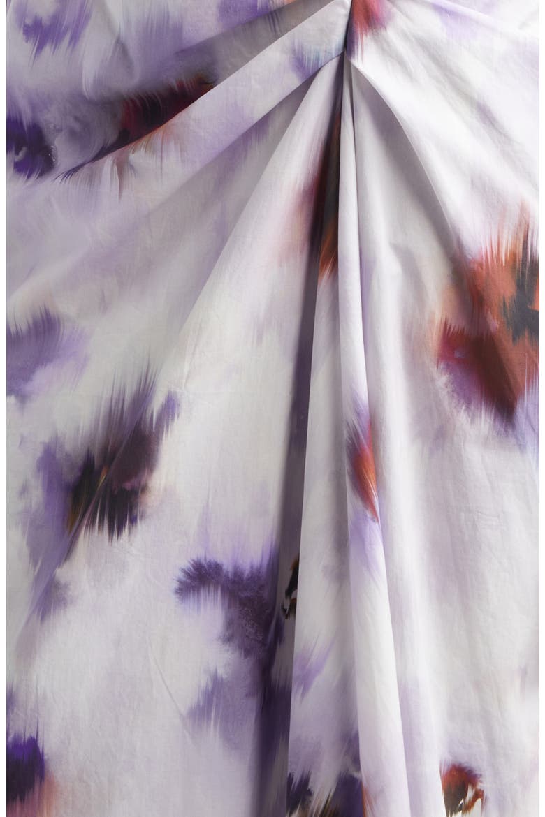 Juno Asymmetric Floral Print Poplin Dress, Alternate, color, LILAC MULTI