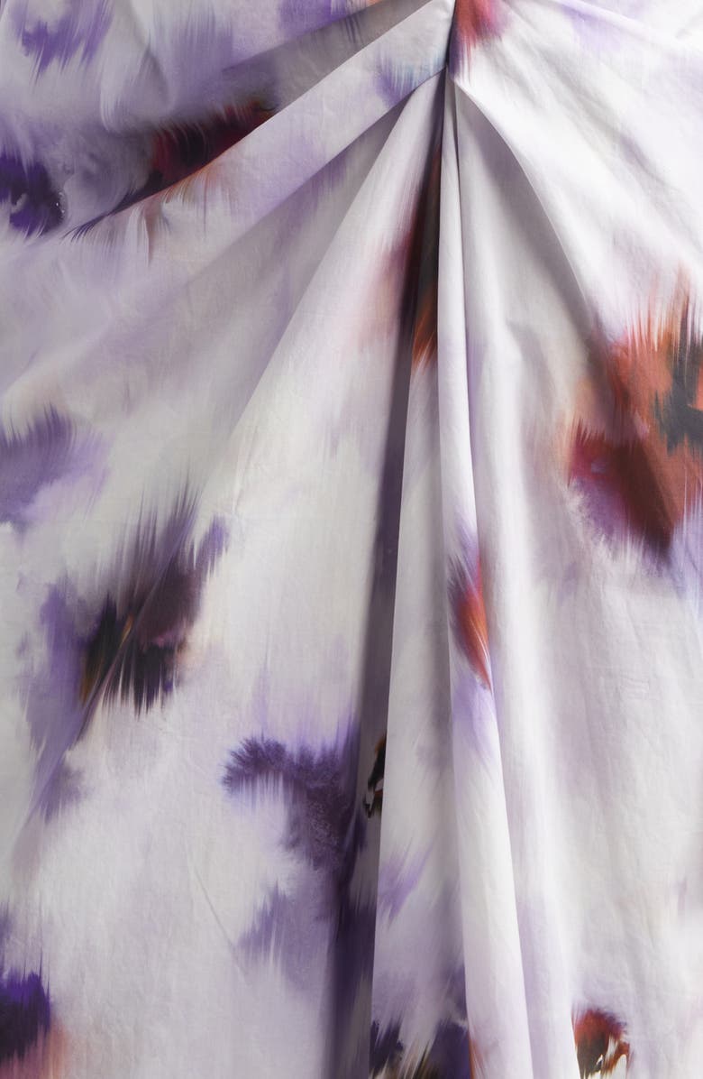 A.L.C. Juno Asymmetric Floral Print Poplin Dress, Alternate, color, Lilac Multi