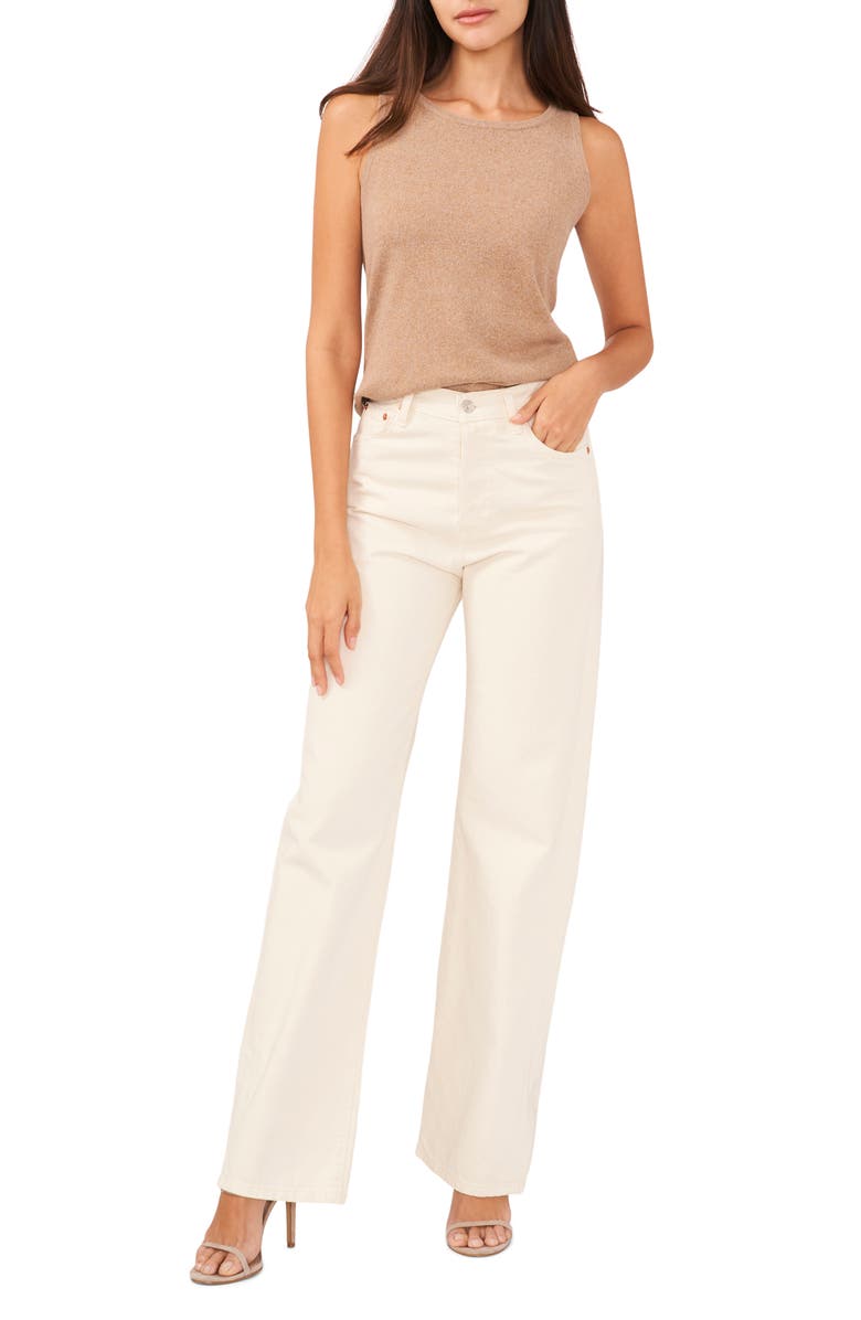 Vince Camuto Back Cutout Sweater Tank, Alternate, color, Dark Latte Heather