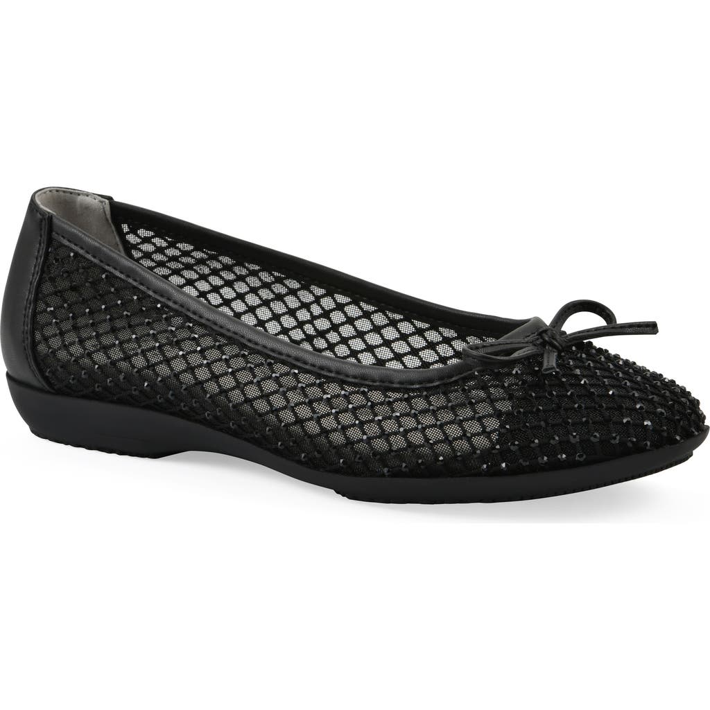 Cliffs By White Mountain Carlicia Rhinestone Mesh Ballet Flat In Black Fabric