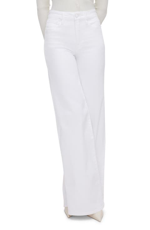 Good Waist High Waist Palazzo Jeans (White 001) (Regular & Plus)