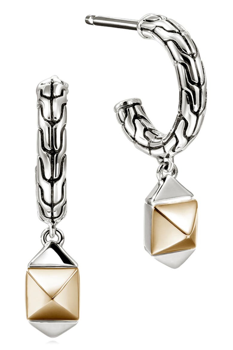 Icon Stud Hoop Earrings, Main, color, SILVER AND GOLD