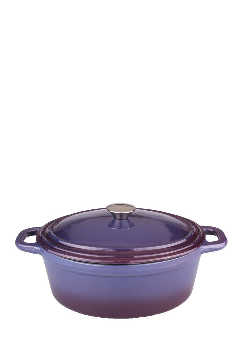 8 Quart Cast Iron Purple Covered Casserole Dish, Main, color, PURPLE