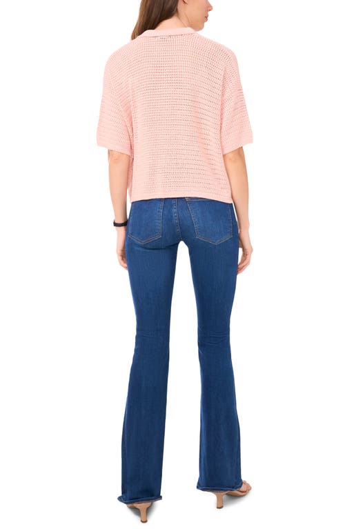 Halogenr Halogen(r) Open Stitch Button-up Polo Sweater