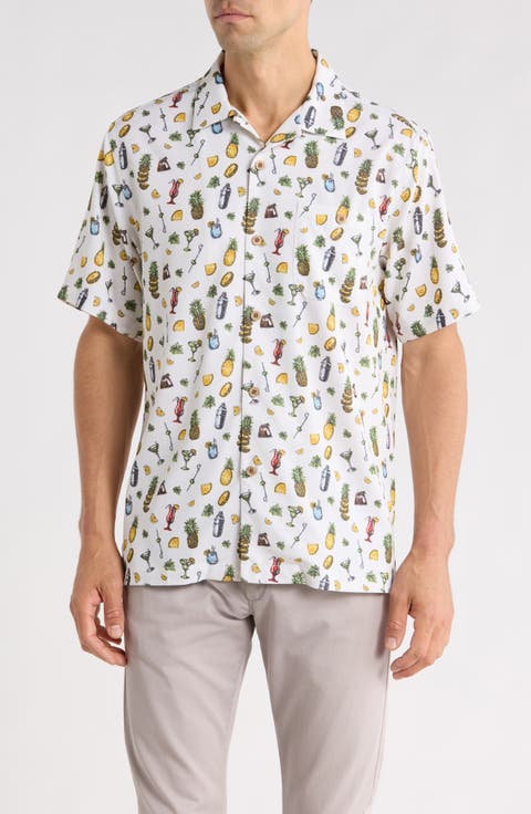 Coastal Ease Shake & Sip IslandZone® Short Sleeve Button-Up Shirt