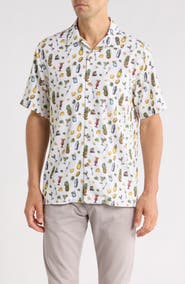 Tommy Bahama Coastal Ease Shake & Sip Cocktail Print IslandZone® Camp Shirt