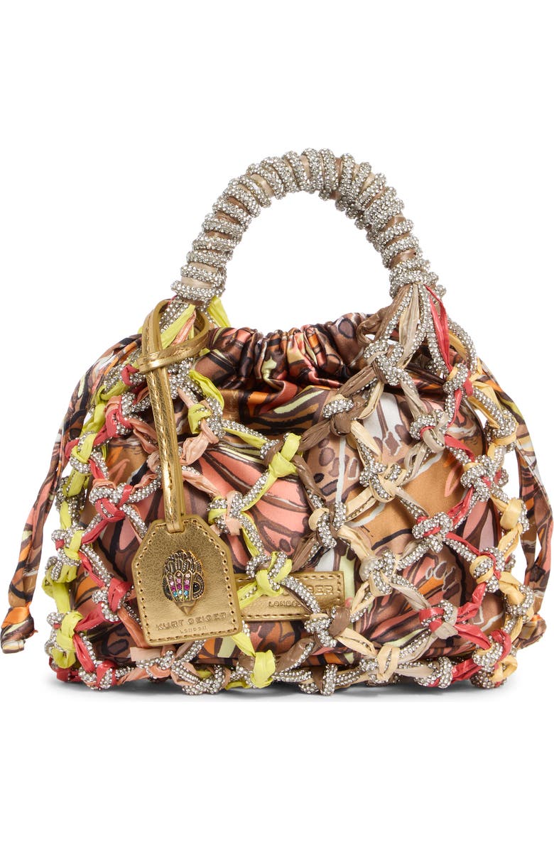 Kurt Geiger London Small Crystal Macramé Bag, Main, color, Open Brown