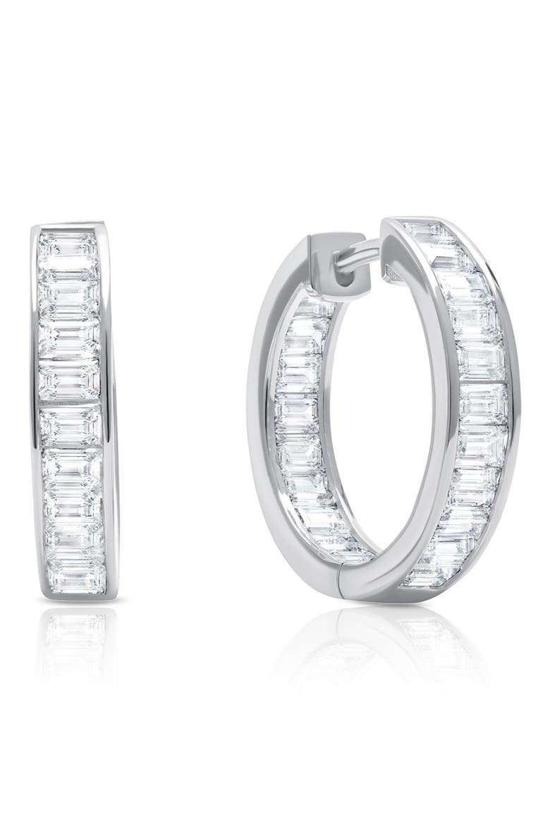 Cubic Zirconia Hoop Earrings, Main, color, PLATINUM