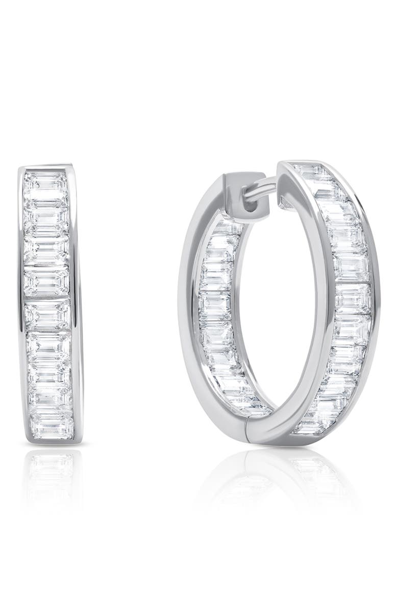 Crislu Cubic Zirconia Hoop Earrings, Main, color, Platinum