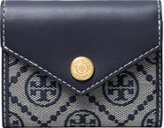 Tory Burch Small T Monogram Jacquard 
Leather Trifold Envelope Wallet