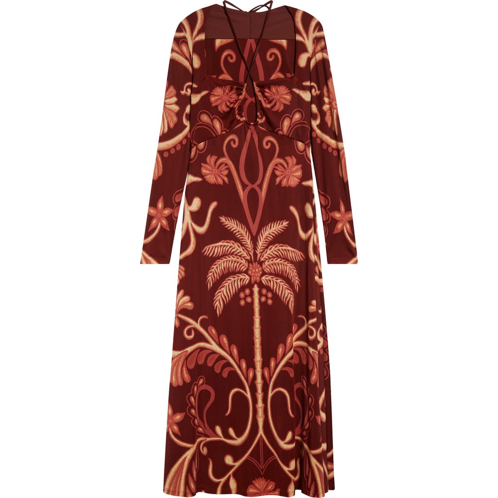 Johanna Ortiz Festive Performance Dress In Wine Marsala In Tropical Suit Of Lights/wine