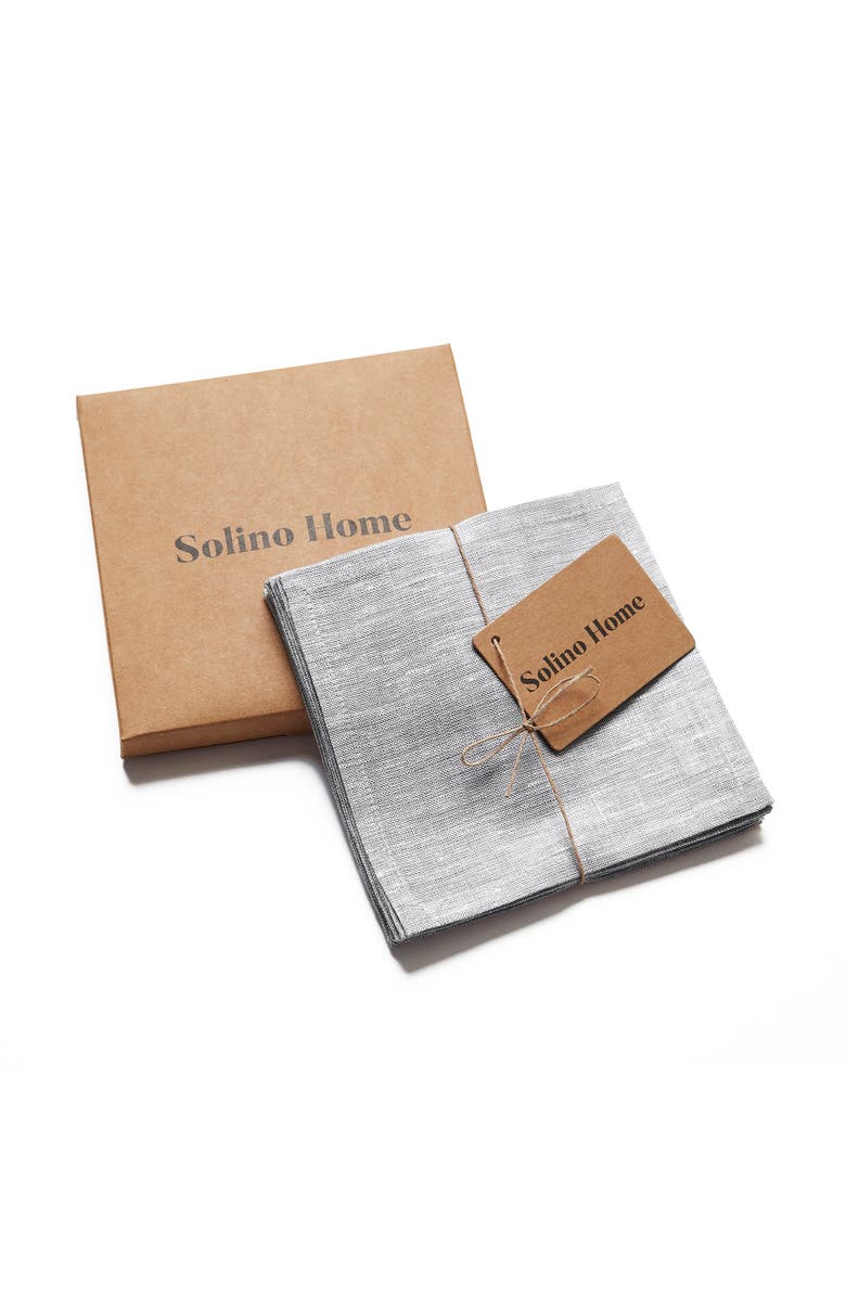 Solino Home Linen Cocktail Napkins - Athena, 6" x 6", Alternate, color, Oyster Grey