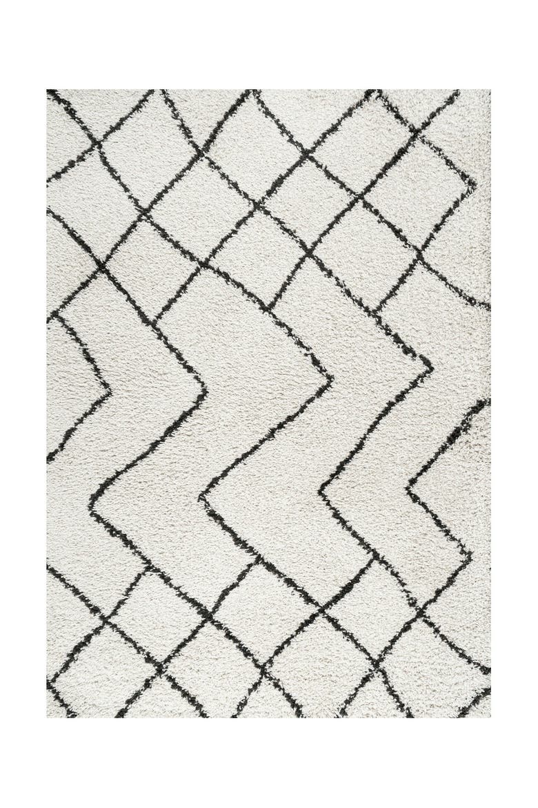 Alcudia Geometric Shag Area Rug, Main, color, Beige/Dark Gray