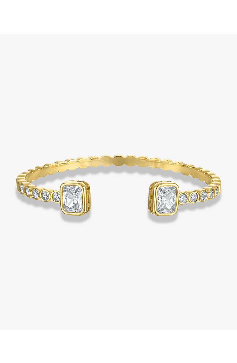 BEN ONI Bezel Cubic Zirconia Cuff Bracelet, Main, color, Gold