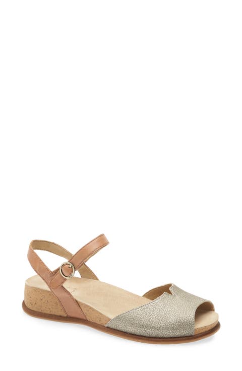 Cass Ankle Strap Peep Toe Wedge Sandal (Women)