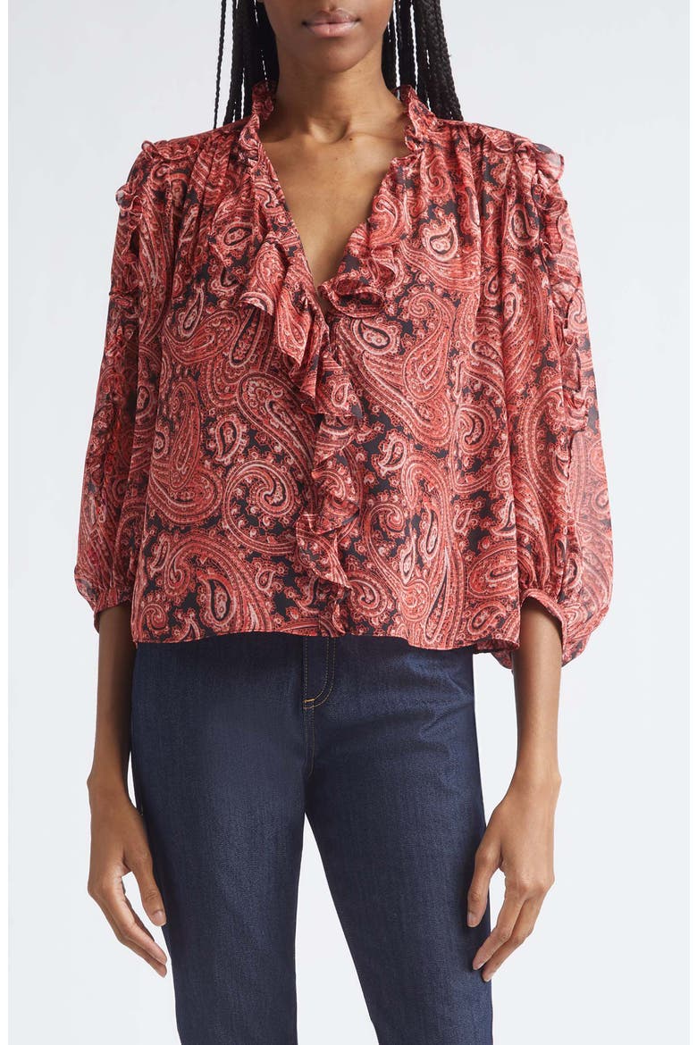 Hendrix Paisley Zada Top, Main, color, OBSIDIAN/ JASPER PINK
