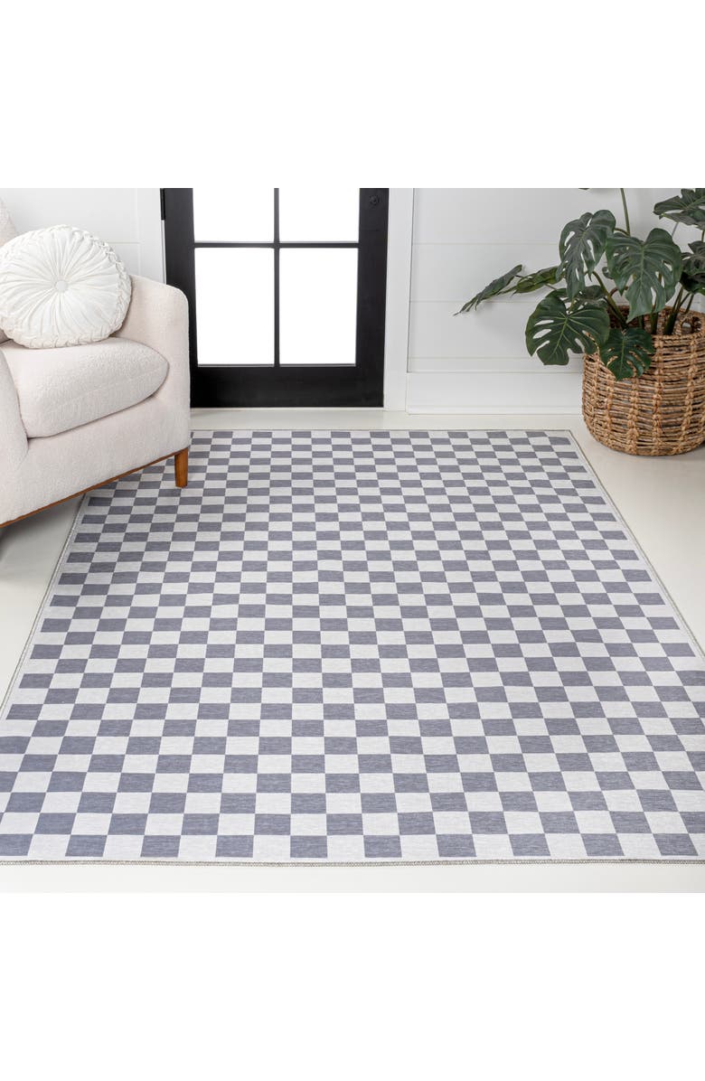 JONATHAN Y Ainsley Modern Cottage Checkerboard Washable Area Rug, Alternate, color, Purple Gray-White