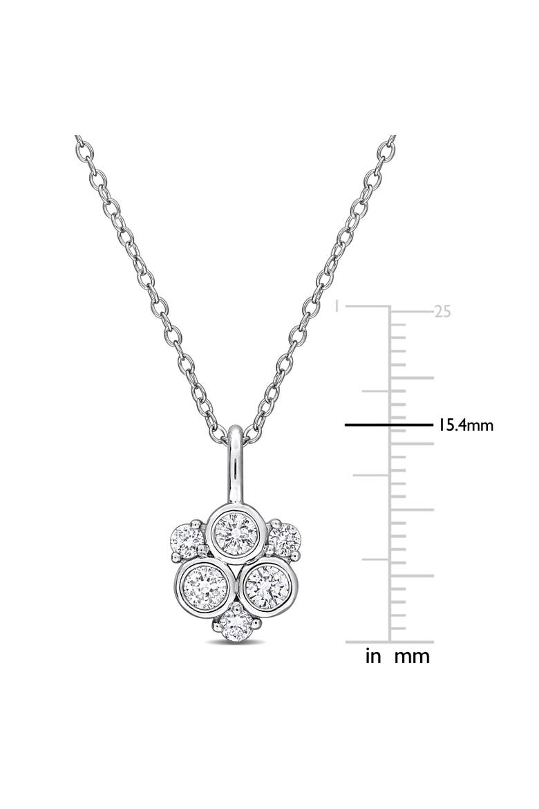 Lab-Grown Diamond Triangle Cluster Necklace, Alternate, color, Sterling silver