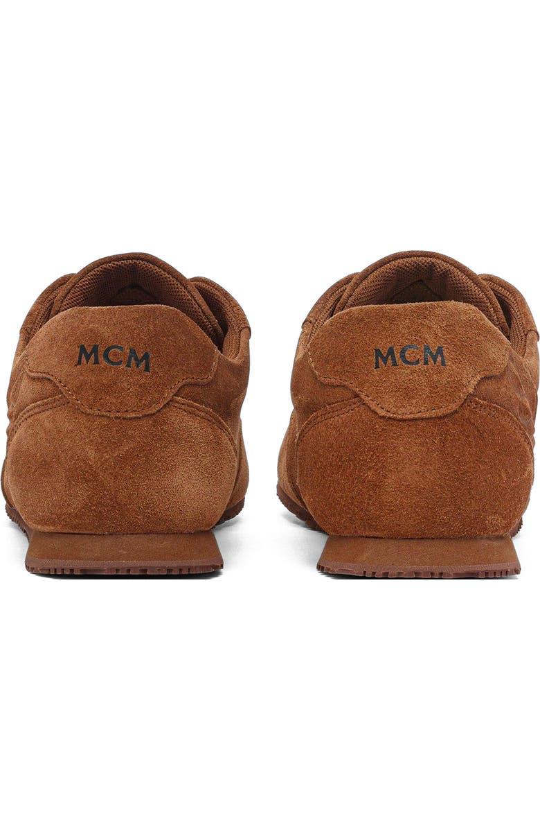 MCM Women's Federlite Lo Sneakers in Laurel Suede Leather, Alternate, color, Cognac