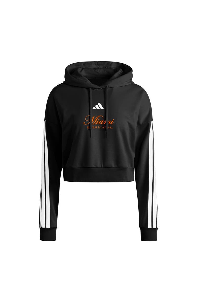 adidas Women's adidas Black Miami Hurricanes Campus Queen Cropped Pullover Hoodie, Alternate, color, Black