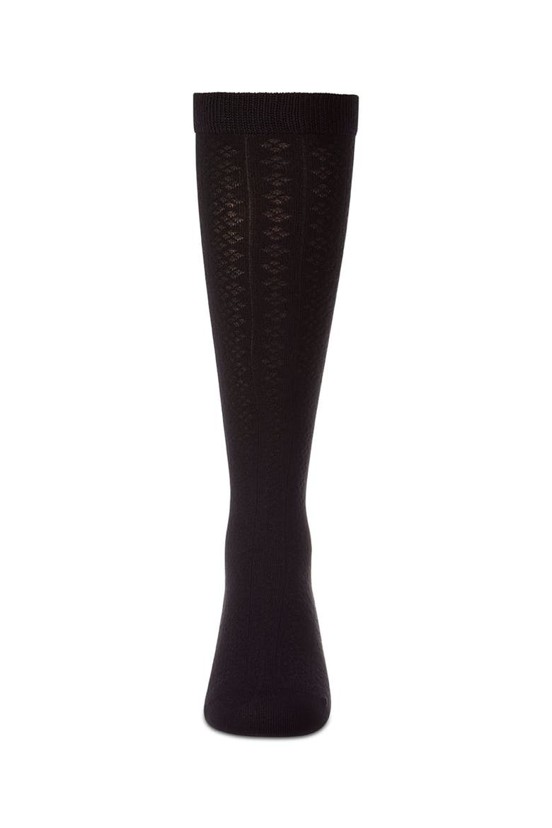Diamond-Patterned Knee Sock, Alternate, color, Black