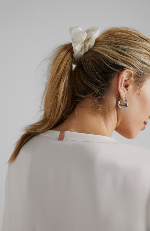 Lunya Washable Silk Classic Scrunchie In Tranquil White