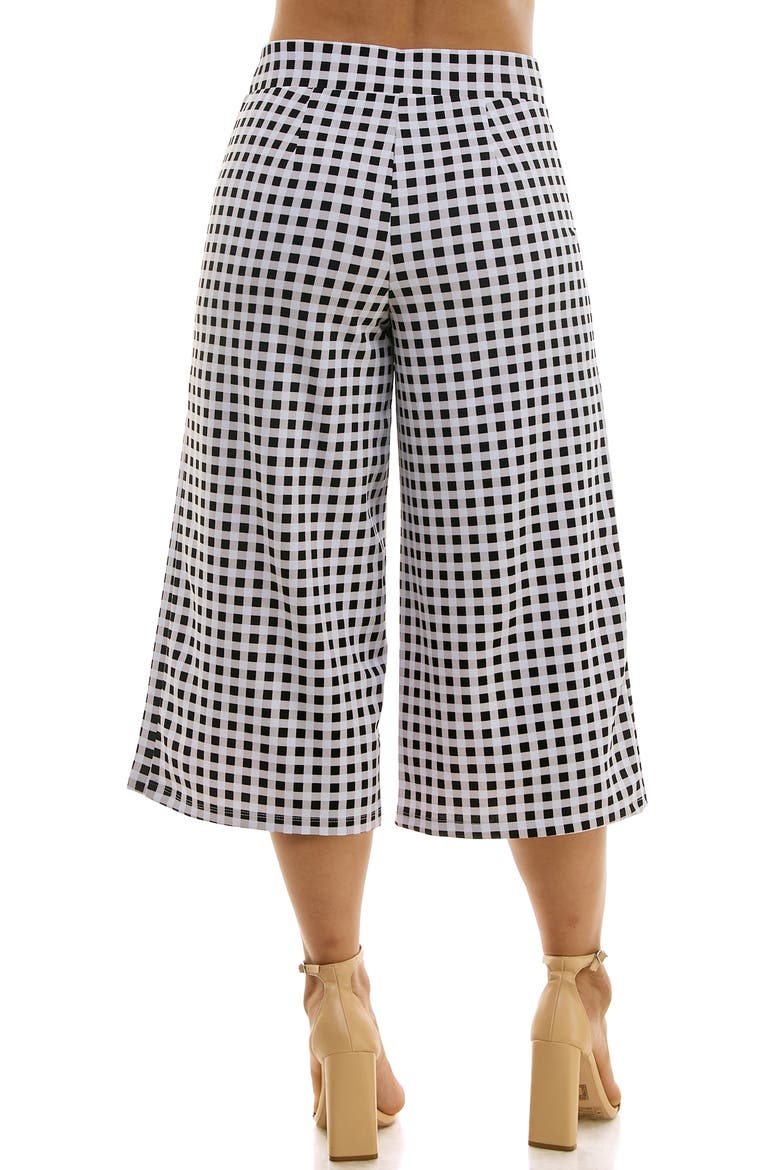 Gingham Crop Wide Leg Pants, Alternate, color, BLACK WHITE