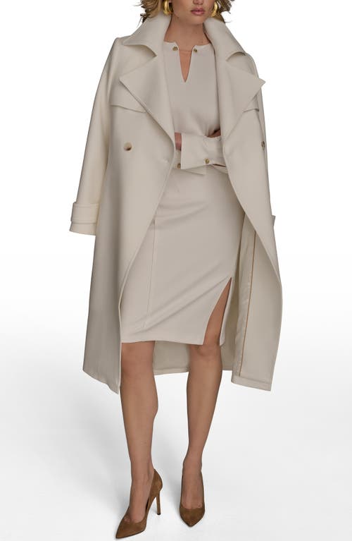 Donna Karan New York Belted Long Raincoat In Gray