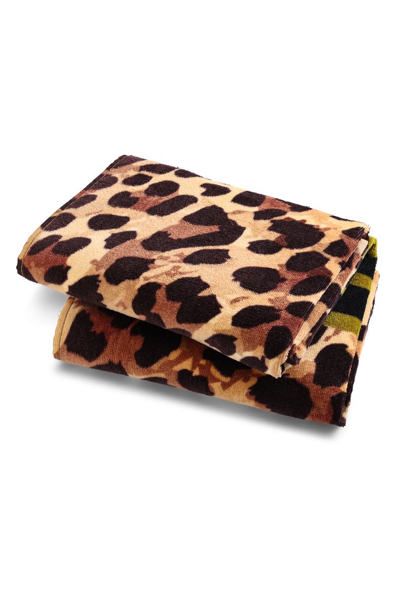 Iconic Y2K 100% Cotton 30"x60" Beach Towel | Flying Eyeball, Alternate, color, Leopard