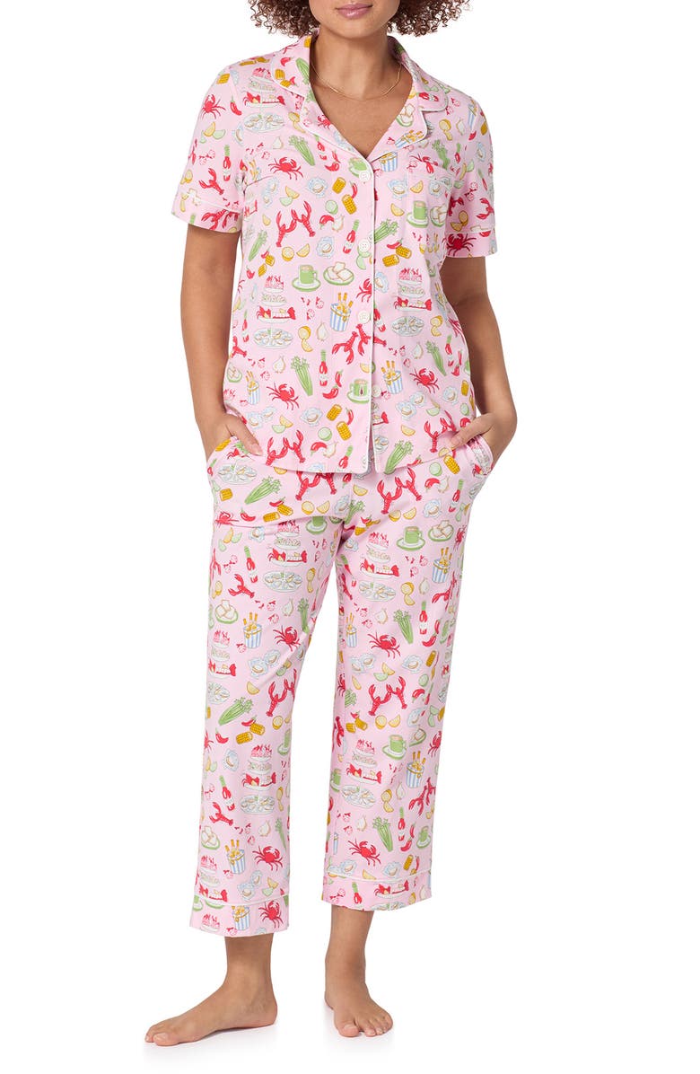 BedHead Pajamas Stretch Cotton Crop Pajamas, Main, color, French Quarter