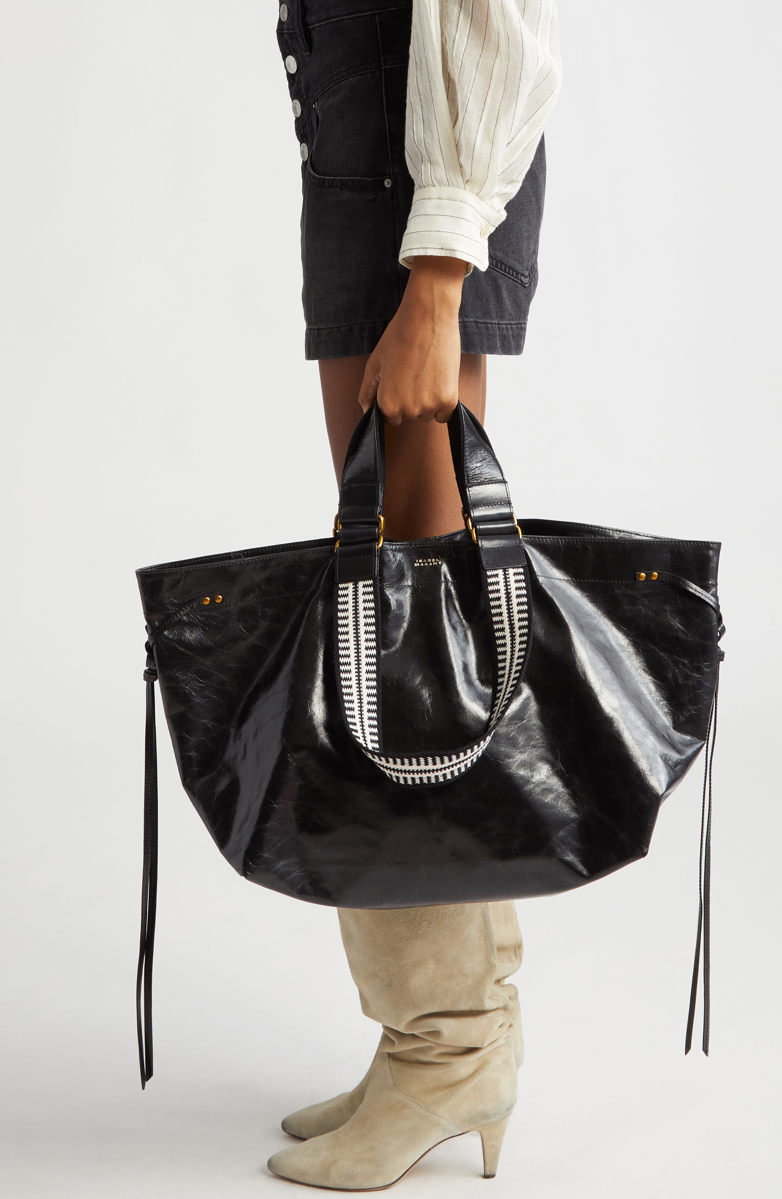 Isabel Marant Wardy Leather Tote, Alternate, color, 