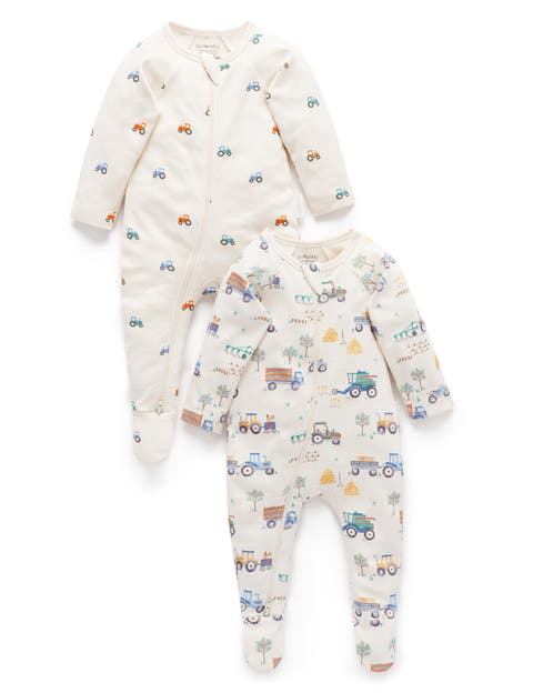 2 Pack Printed Zip Footie