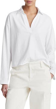Vince Easy Long Sleeve Cotton Polo