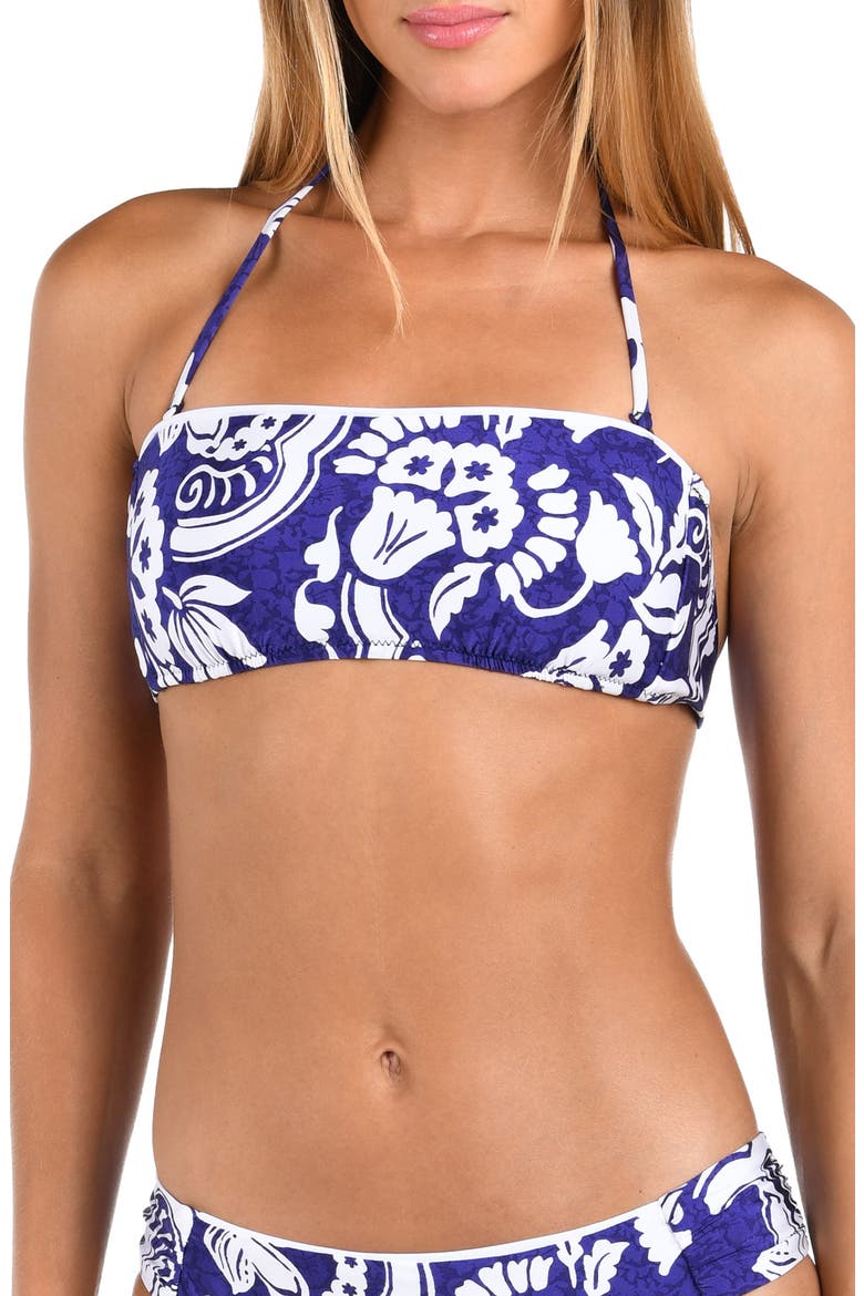 Floral Bandeau Bikini Top, Main, color, ULTRAMARINE