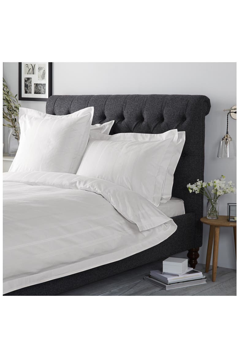 Stripe Border Duvet Cover & Sham Set, Main, color, WHITE