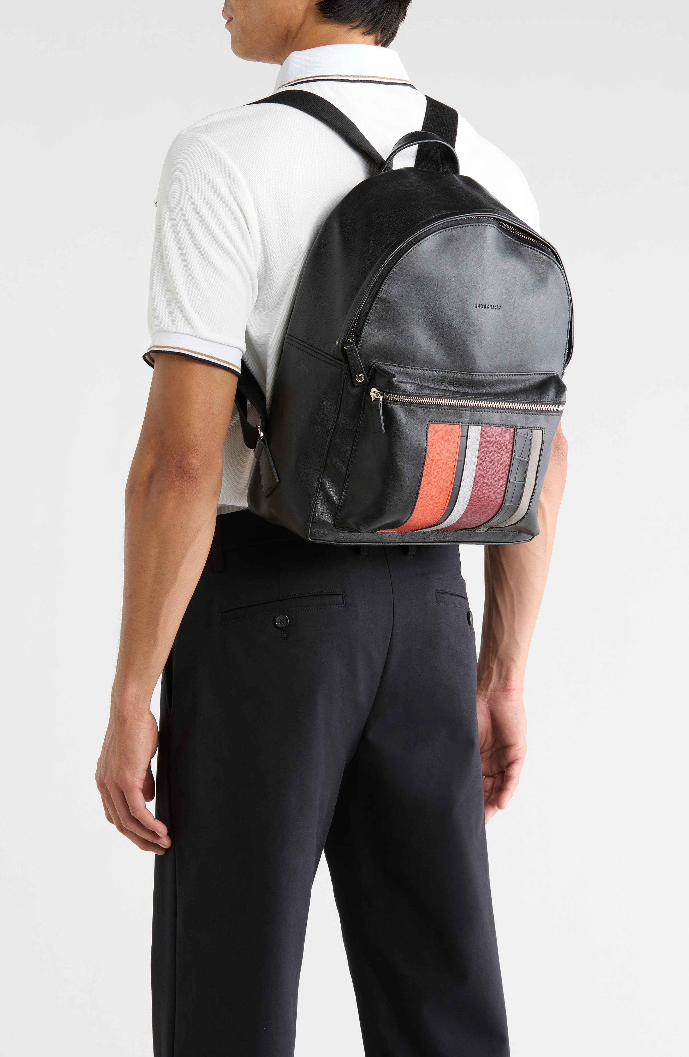 Patchwork Leather Backpack, Alternate, color, BLACK