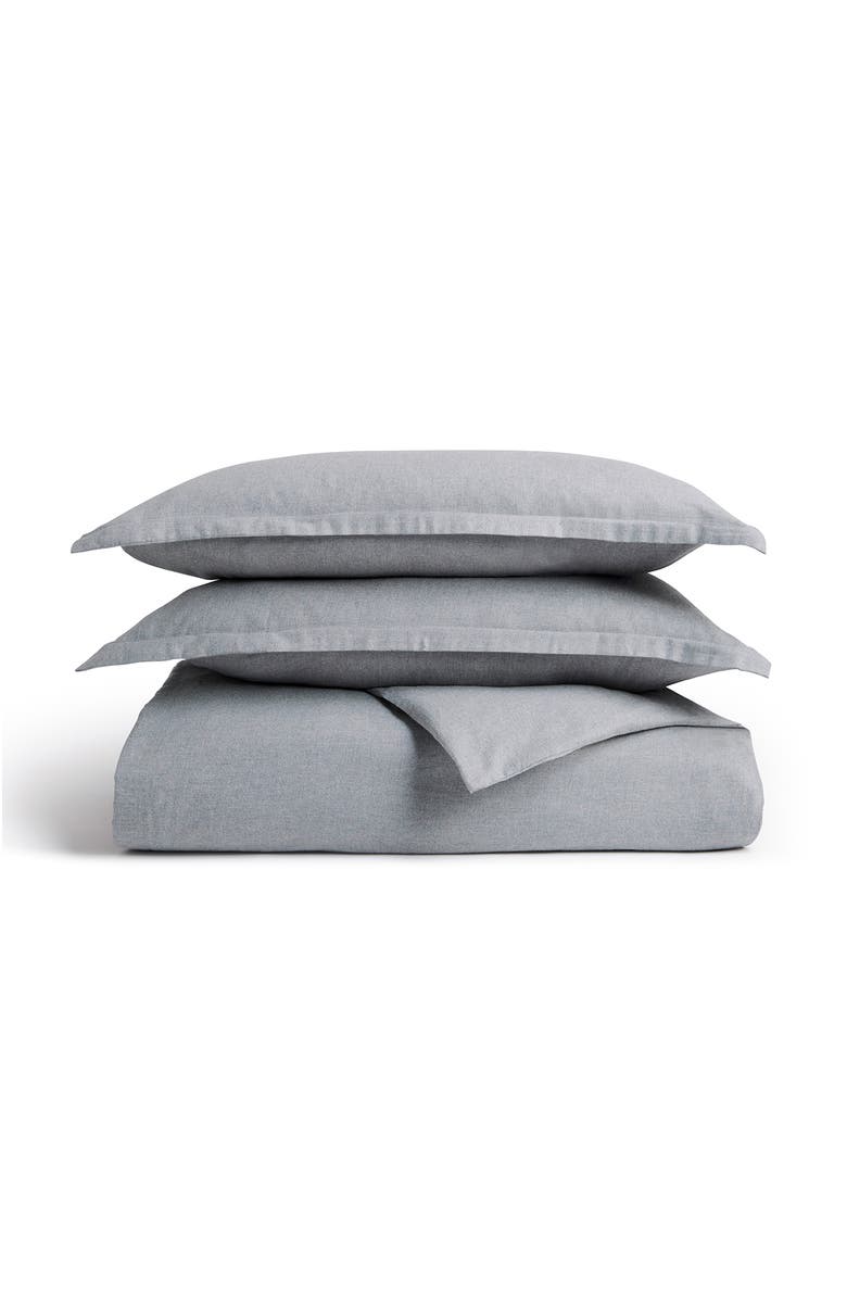 CHRISTY Flannel Marl Brushed Cotton Duvet Cover Sets, Main, color, Silver