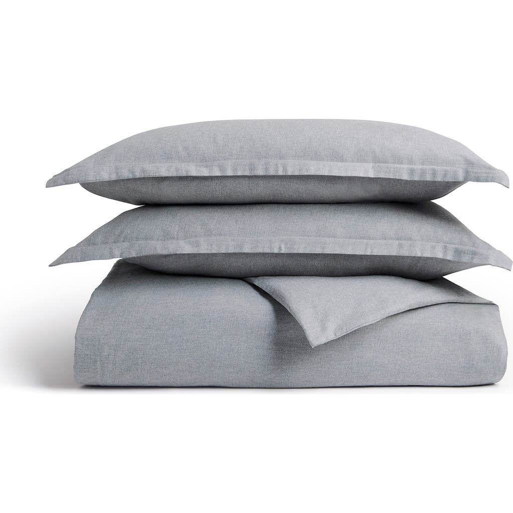 Christy Flannel Marl Brushed Cotton Duvet Cover Sets In Silver