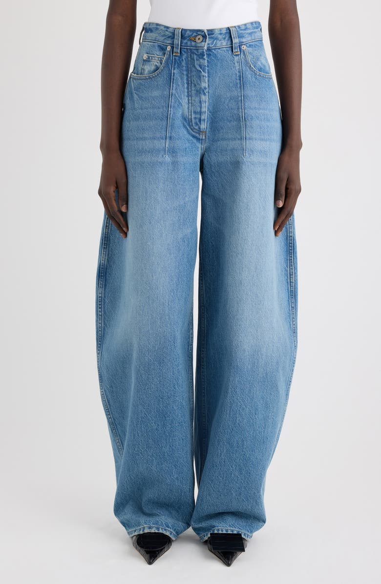 Jacquemus Le de-Nîmes Ovalo Wide Leg Jeans, Main, color, Blue/ Tabac