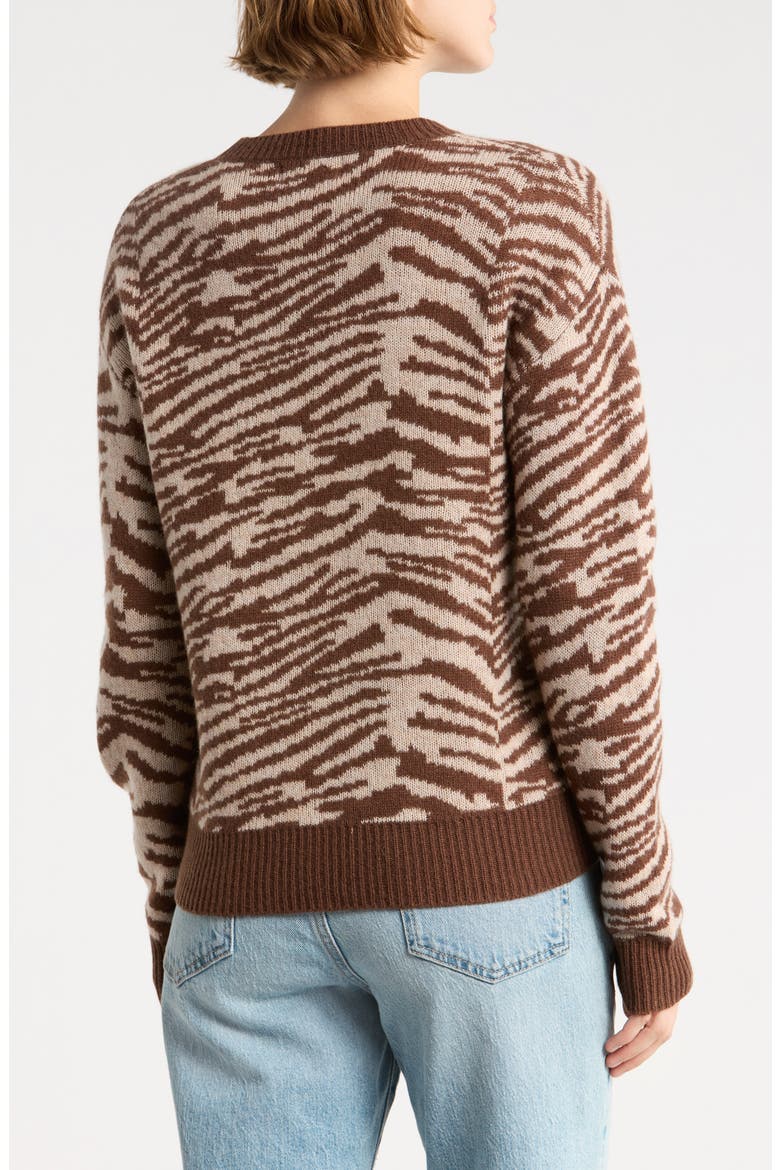Zebra Jacquard Crewneck Sweater, Alternate, color, ZEBRA NEUTRAL
