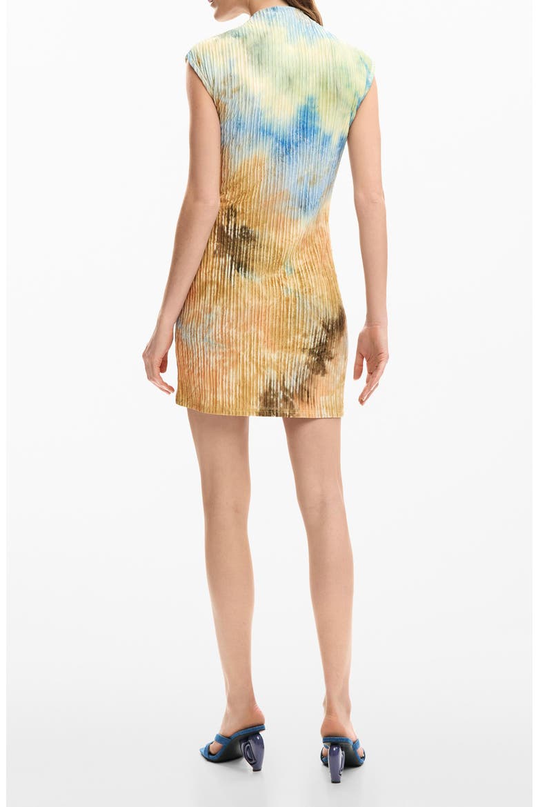 Abstract Print Funnel Neck Dress, Alternate, color, OFF WHITE