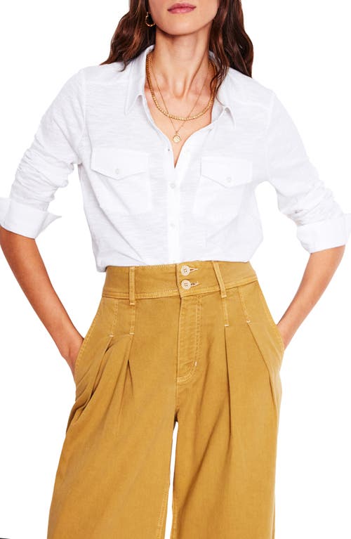 Shop Boden Amy Cotton Knit Button-up Shirt In White