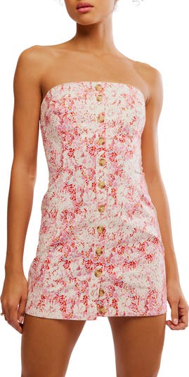 Tomas Floral Print Strapless Minidress