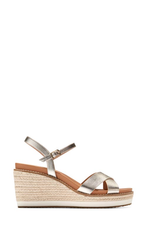 Cole Haan Silvee Espadrille Wedge Sandal In Soft Gold Leather