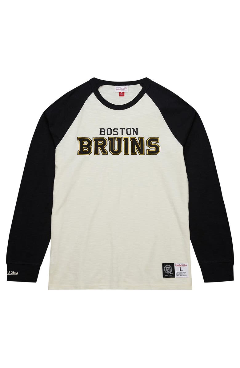 Mitchell & Ness Men's Mitchell & Ness Cream Boston Bruins Legendary Slub Vintage Raglan Long Sleeve T-Shirt, Alternate, color, Cream