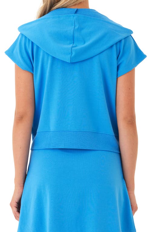 Threads 4 Thought Maya Short Sleeve Zip Terry Hoodie In Blue